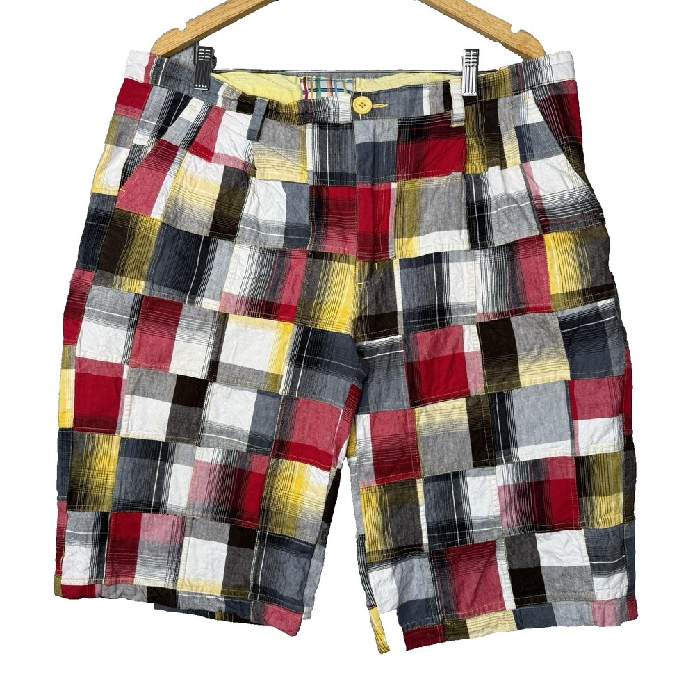 Vintage Y2K 4 FATHERS Patchwork Bermuda Shorts Colorful Hip Hop Baggy